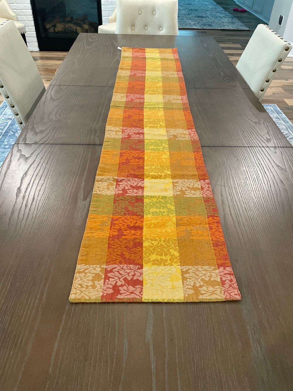 Plaid Woven Table Runner Orange Terracotta Fall Harvest